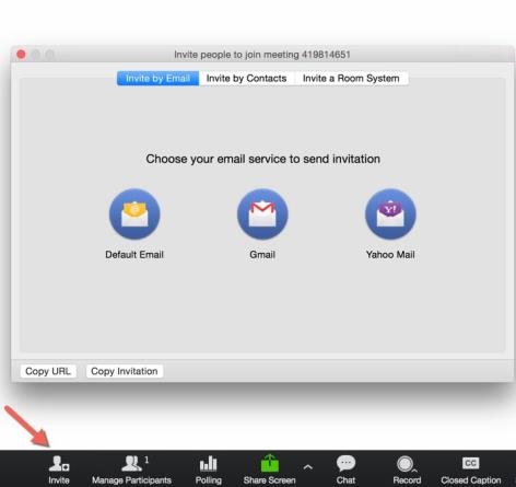 Zoom invite panel