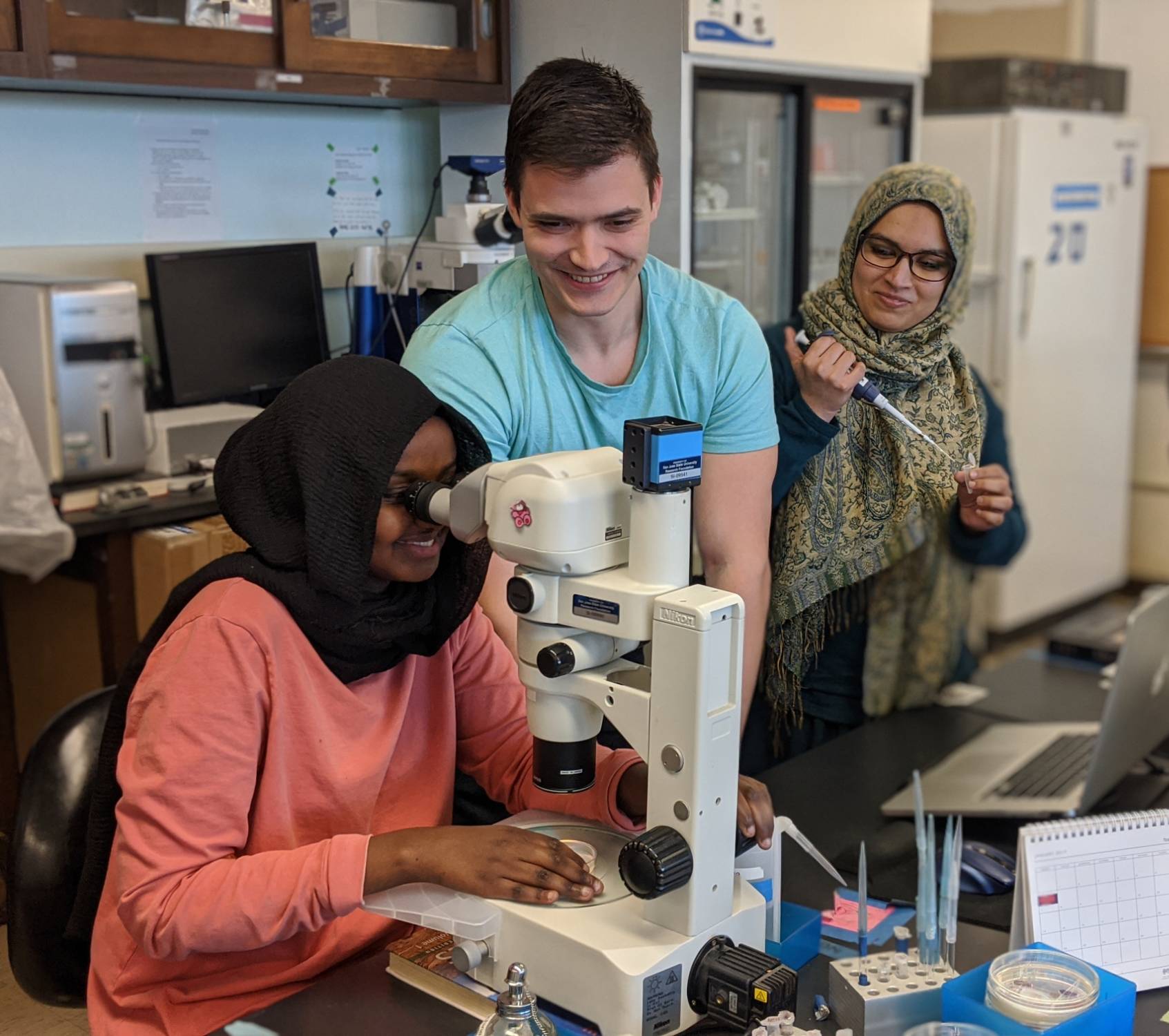 students doing research in a lab