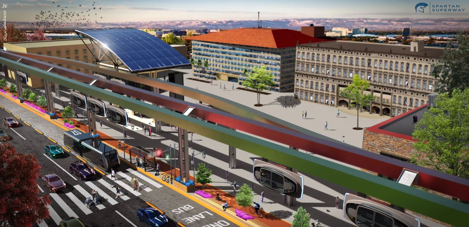 Rendering of Spartan Superway Guideway