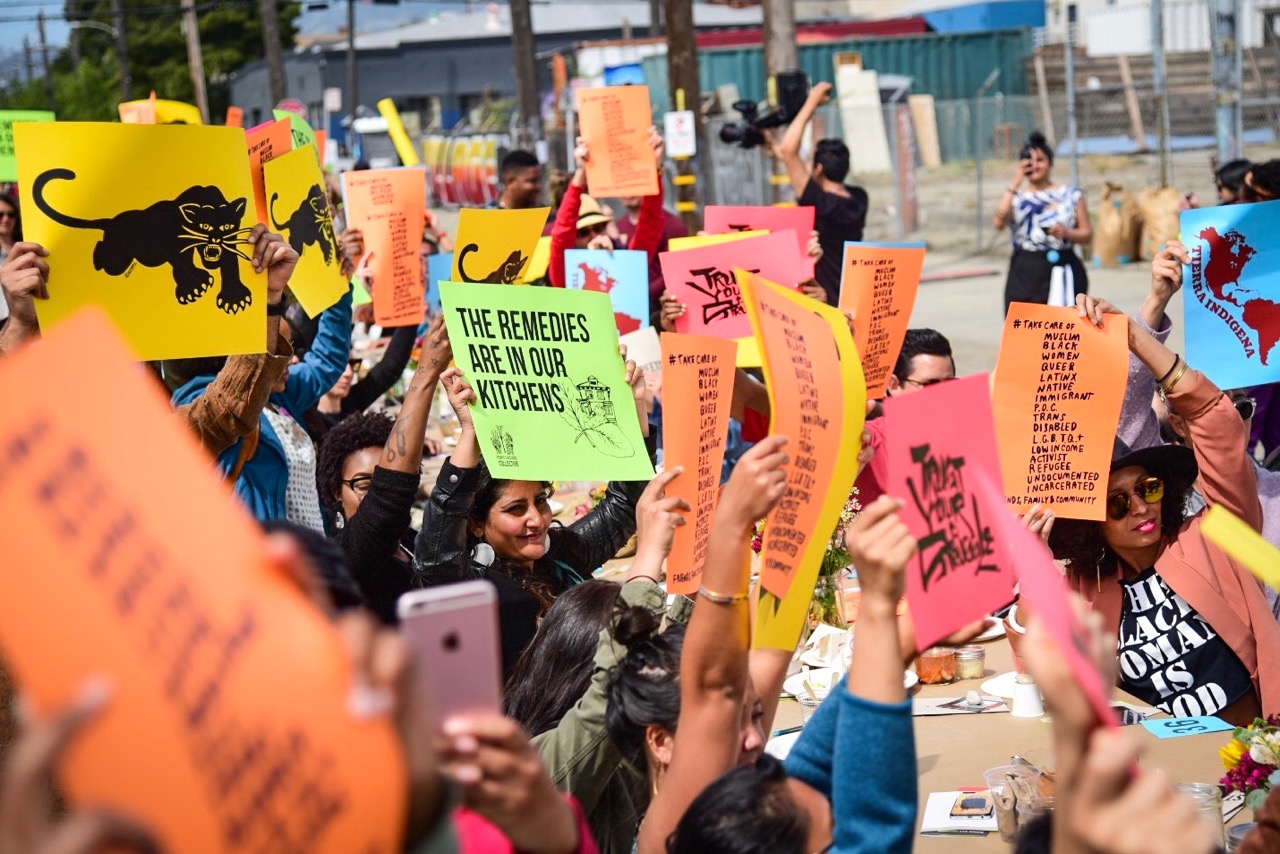 People's Kitchen Collective “To the Streets!” 500 person free community meal, West Oakland, California 2018. Photograph by Brooke Anderson People's Kitchen Collective “To the Streets!” 500 person free community meal, West Oakland, California 2018. Photograph by Brooke Anderson